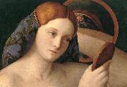 BELLINI, Giovanni Naked Young Woman in Front of the Mirror (detail) Sweden oil painting artist